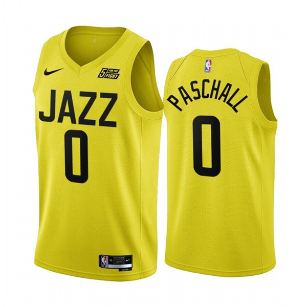 Men's Utah Jazz #0 Eric Paschall 2022/23 Yellow Icon Edition Stitched Basketball Jersey